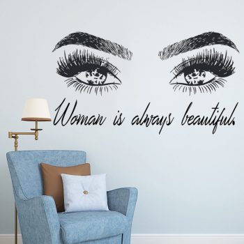 Wall Decals Girl Vinyl Sticker Eyes Decal Make Up Hair Beauty Salon Decor kk166
