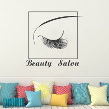 Girls Eyelashes Wall Sticker For Salon Wall Decoration