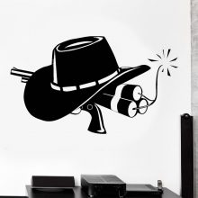 Cowboy Gun And Hat Wild West Western Wall Sticker Vinyl Home Decor Living Room Teens Bedroom Wall Decals Decoration Mural GU03