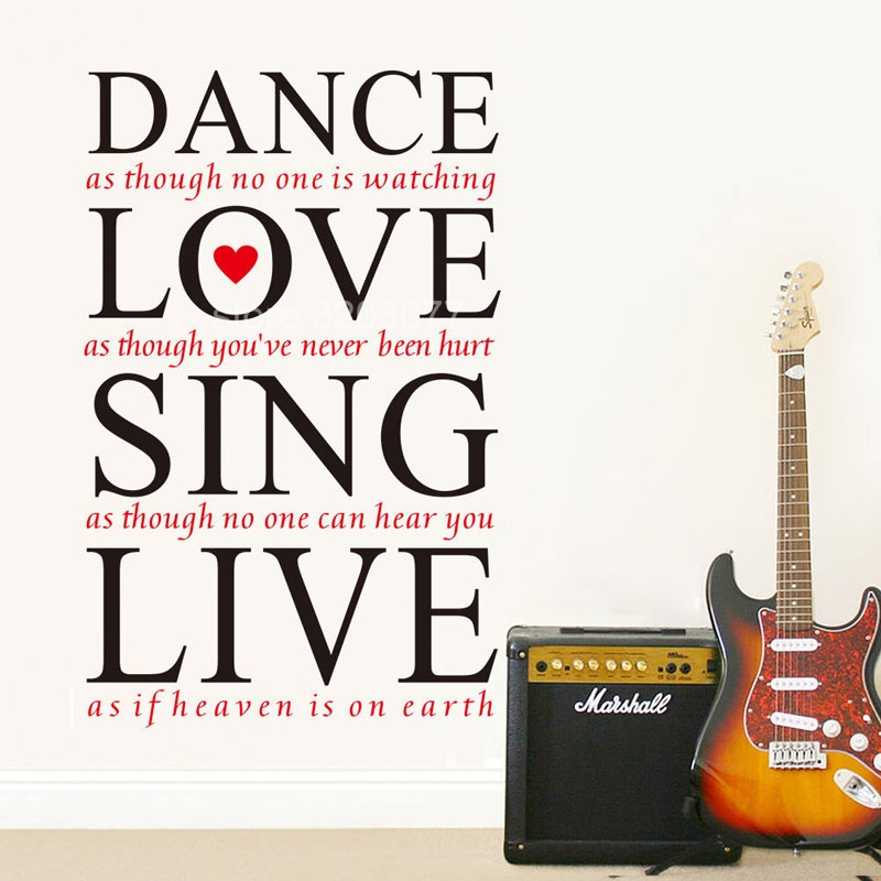 Dance Love Sing Live Inspirational Quotes Wall Sticker - Sale up to 70% ...