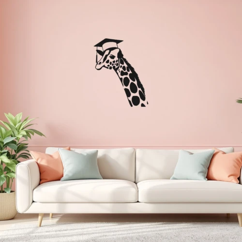 Grad Cap Giraffe Wall Decal