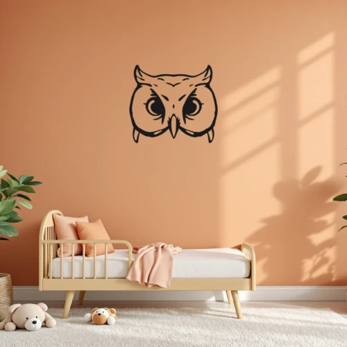 Cute Barn Owl Face Wall Decal