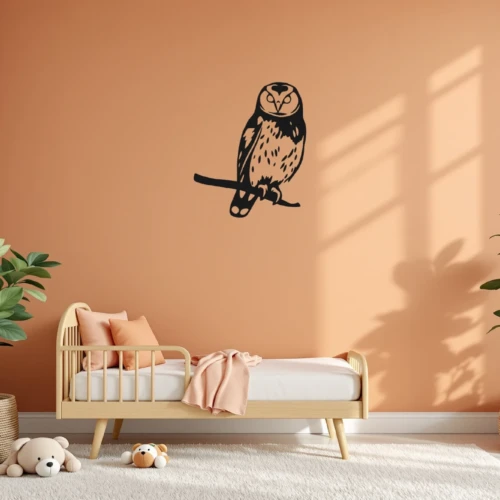 Perched Barn Owl Wall Decal