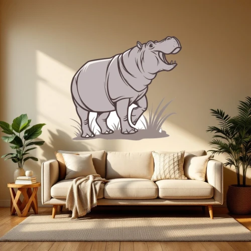 Elegant Hippo Wall Decal