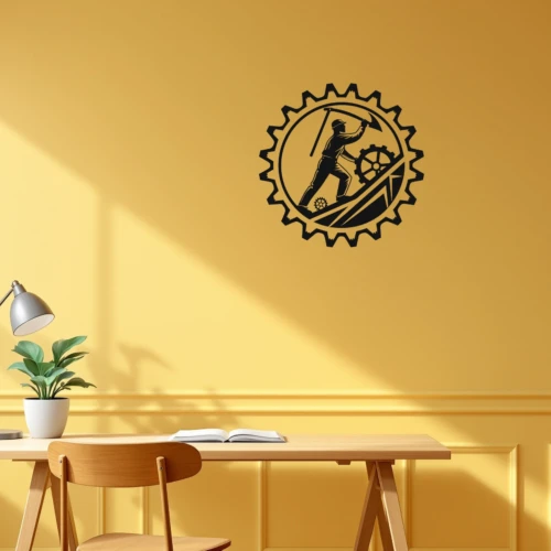 Gear And Upward Arrow Emblem Wall Decal