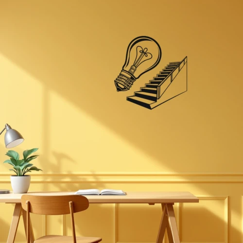 Lightbulb And Steps Icon Wall Decal