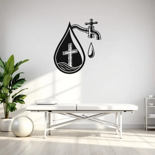 Water Drop And Cross Icon Wall Decal
