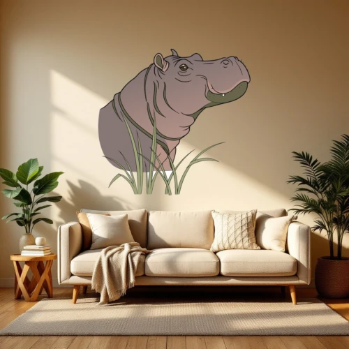 Hippo Portrait Wall Decal