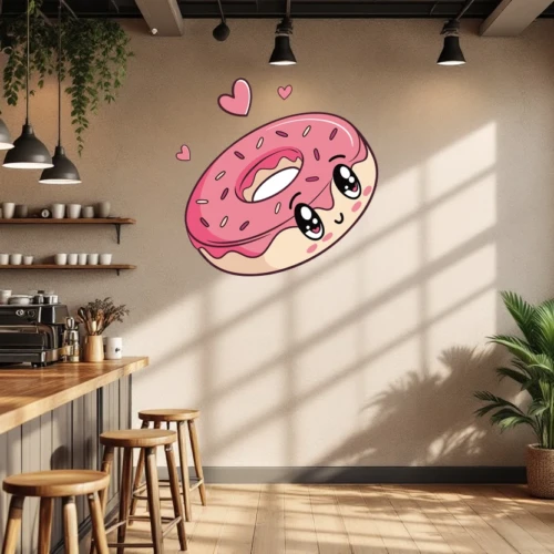 Cute Pink Frosted Donut Wall Decal