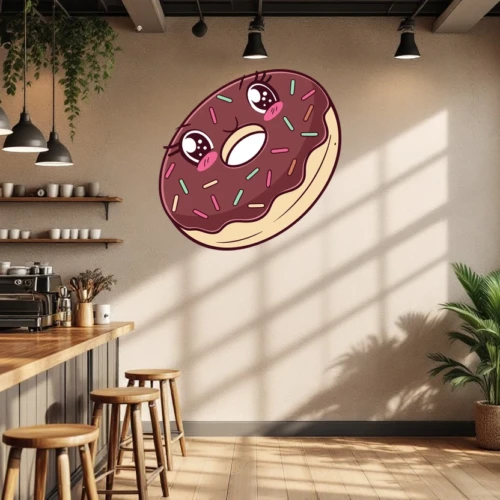 Cute Chocolate Donut With Sprinkles Wall Decal
