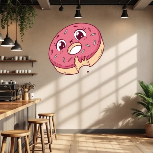 Cute Donut With A Bite Wall Decal