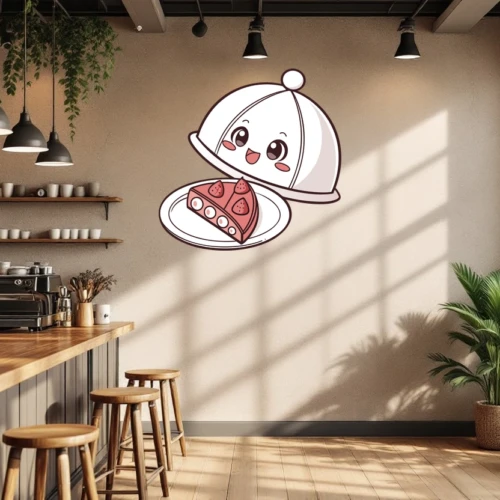 Cute Elegant Plate With A Cloche Wall Decal