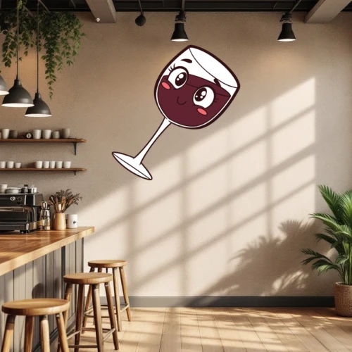 Cute Wine Glass Wall Decal