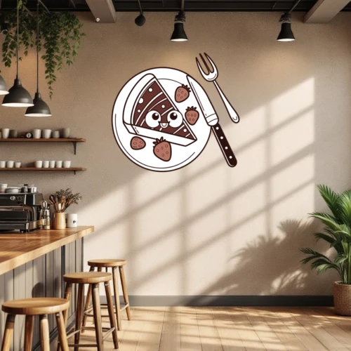 Cute Plate With Fork And Knife Wall Decal