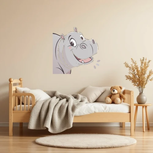 Happy Hippo Face Wall Decal