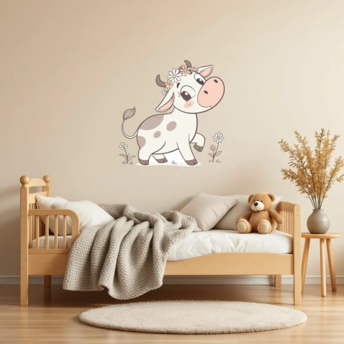 Cow with Flower Crown Wall Decal