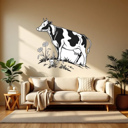 Elegant Cow Wall Decal