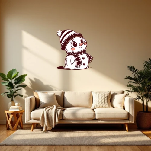 Cute Snowman With A Scarf And Hat Wall Decal