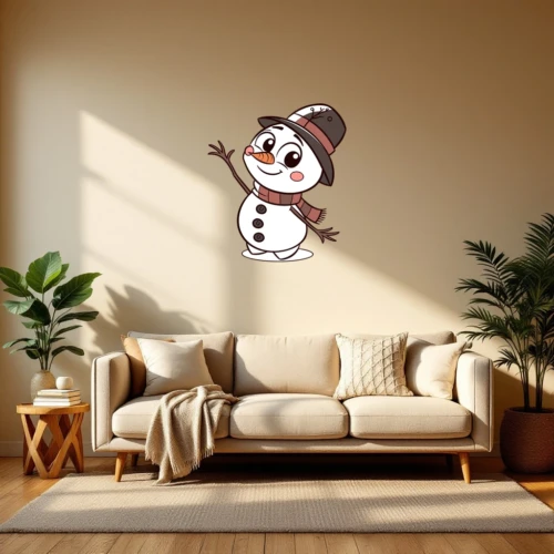 Cute Snowman Waving Wall Decal