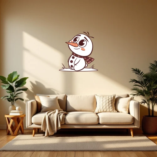 Cute Snowman With A Carrot Nose And Buttons Wall Decal