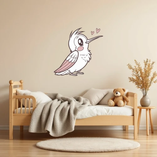 Hummingbird with Raised Feathers Wall Decal