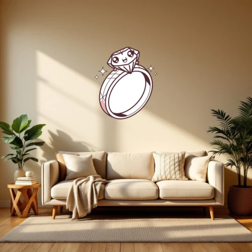 Cute Diamond Engagement Ring Wall Decal