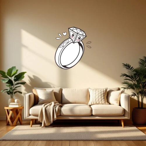 Cute Sparkling Engagement Ring Wall Decal