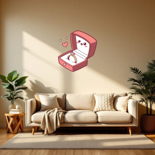 Cute Engagement Ring In An Open Box Wall Decal